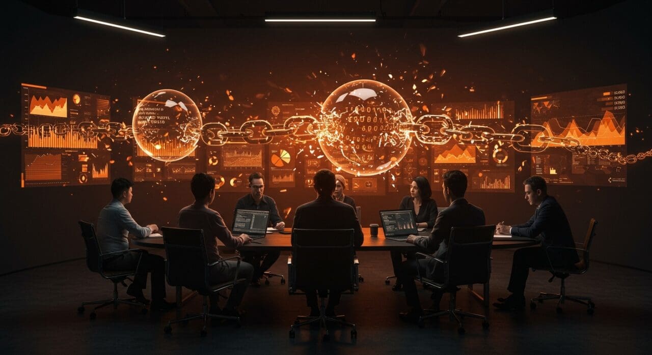 Imagen editorial de startup mostrando la falta de transparencia y riesgos en rondas de financiación con elementos visuales de inversión y fraude.