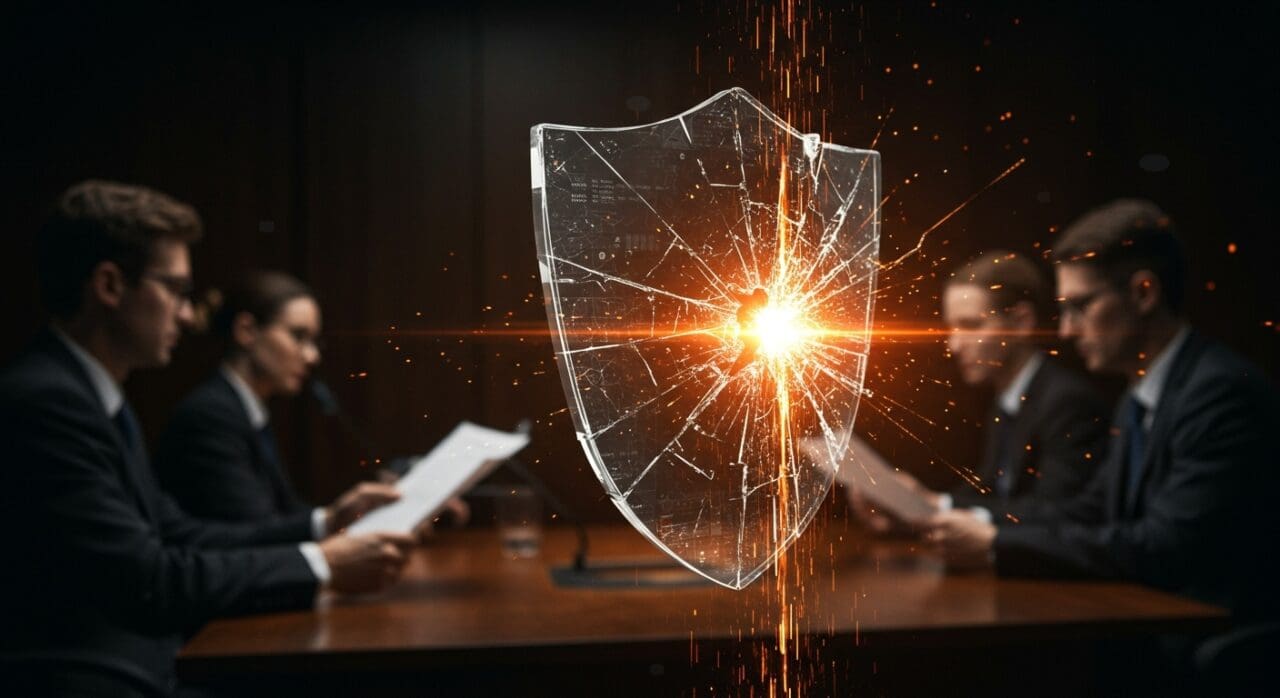 Vulnerabilidad en software de Tyler Technologies exponiendo datos personales de jurados, ilustración editorial con metáfora digital de ciberseguridad.