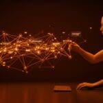 Integración de Workday con Pipedream mostrando conectores luminosos y agentes de IA para automatización empresarial.