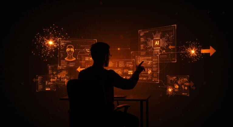 Desarrollador profesional usando agentes de IA para potenciar la productividad y control en el desarrollo de software en 2025.