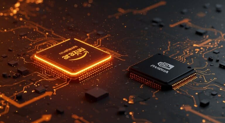 Chip AI Trainium de Amazon enfrentando a Nvidia en hardware de inteligencia artificial, destacando competencia, innovación y oportunidades para startups.