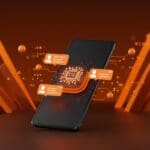 Imagen futurista de un smartphone con notificaciones inteligentes impulsadas por IA en Android 16, destacando personalización avanzada y tecnología móvil.