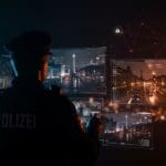 Policía en Berlín utilizando inteligencia artificial para vigilancia digital reforzada y seguridad, implicando privacidad y regulación tecnológica.