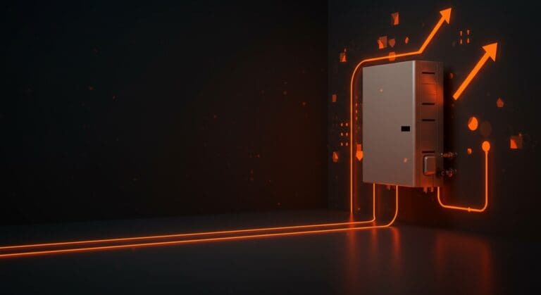 Bomba de calor integrada en un hogar moderno ilustrando la electrificación del hogar y la innovación tecnológica para la transición energética.