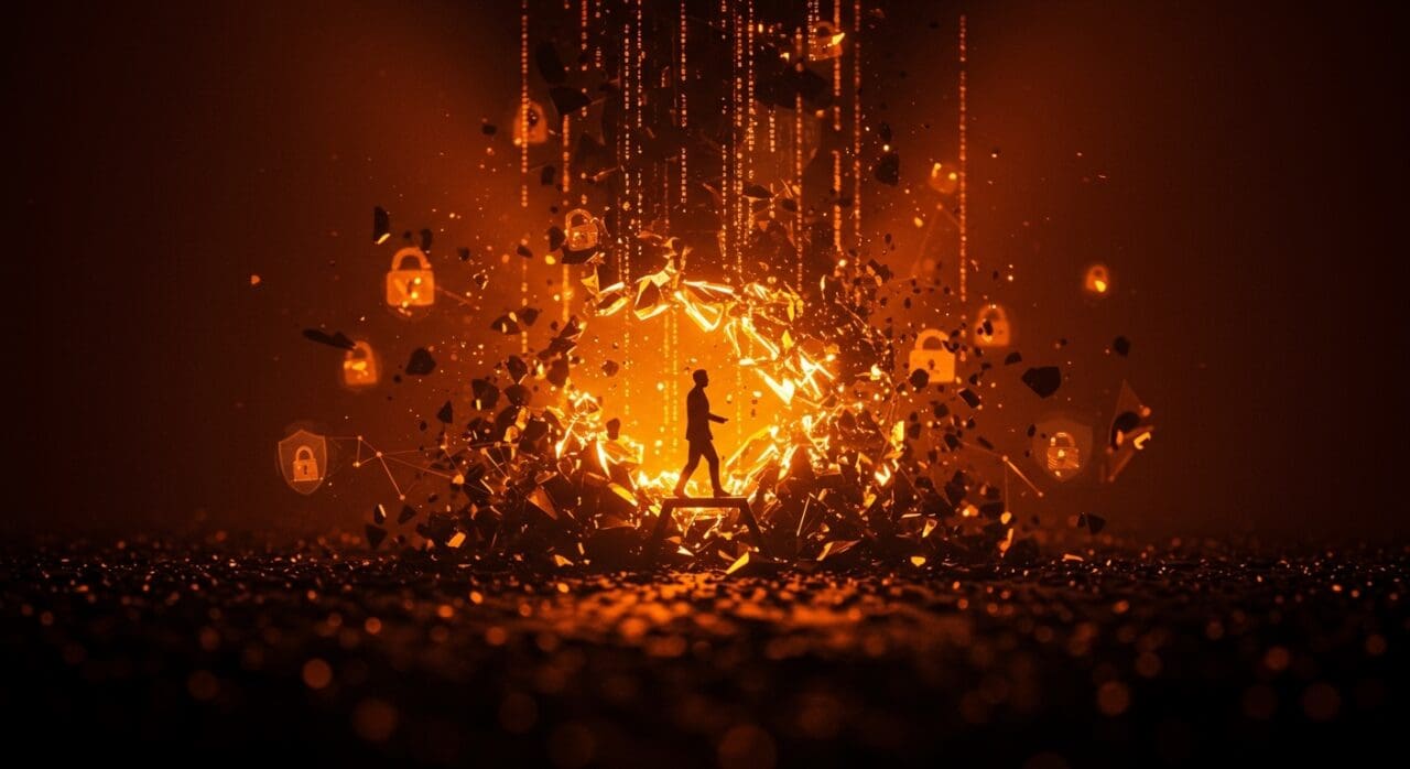 Ilustración de brecha de datos y renuncia de CEO en Coupang, reflejando lecciones de ciberseguridad para startups LATAM en retailtech.