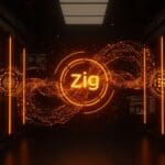 BusterMQ servidor NATS de alto rendimiento en Zig con io_uring, ilustración de tecnología avanzada de mensajería de eventos para backend.