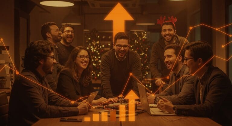 Campaña navideña apoyando a emprendedores chilenos con capacitación y apoyo económico en el ecosistema startup.