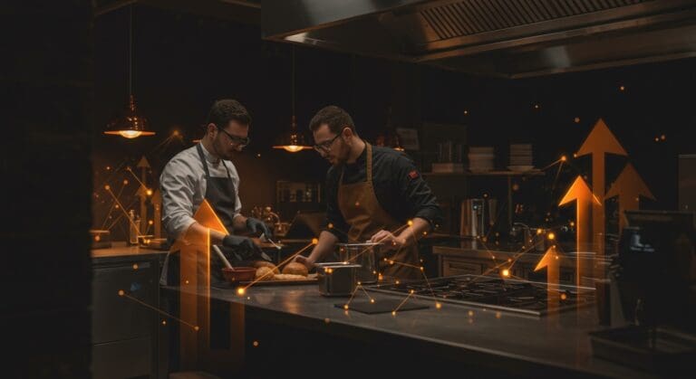 Ingenieros comerciales impulsando emprendimiento gastronómico innovador y resiliente en startup emergente.