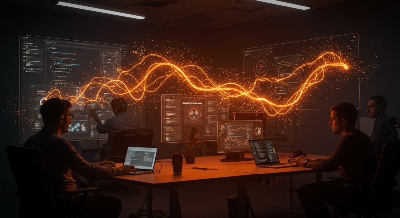 Integración de Claude Code con Slack mostrando automatización y colaboración con inteligencia artificial en un entorno tecnológico avanzado.