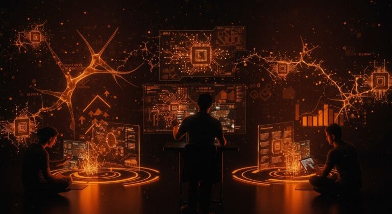 Colaboración de startups en AWS re:Invent 2025 con innovaciones en IA y chips, resaltando tecnología avanzada y ecosistema tech.