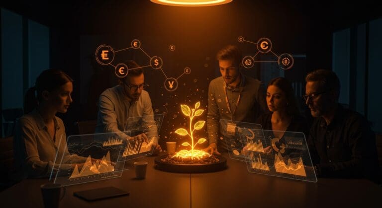 Business angels en España colaborando en coinversión para financiar startups, representando la financiación público-privada y el capital semilla en el ecosistema europeo.