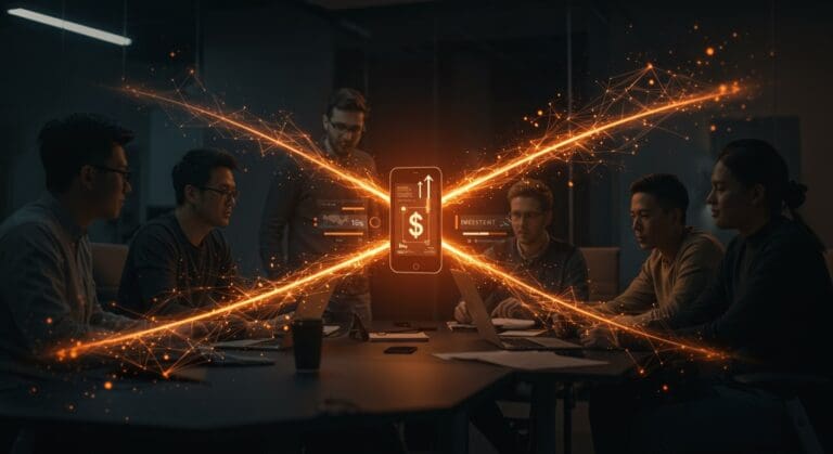 Convocatoria BCR Startup Network para startups tecnológicas, mostrando sesión de mentoría, inversión y networking en ambiente innovador.