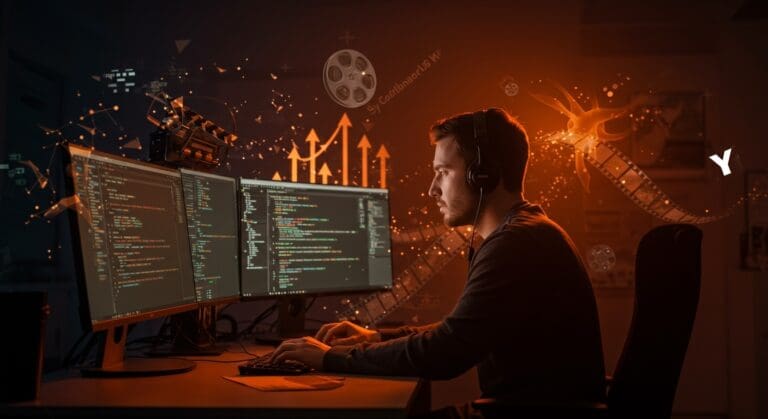 Ingeniero fundador trabajando en IA aplicada al cine con tecnologías React y TypeScript en entorno startup respaldada por Y Combinator.