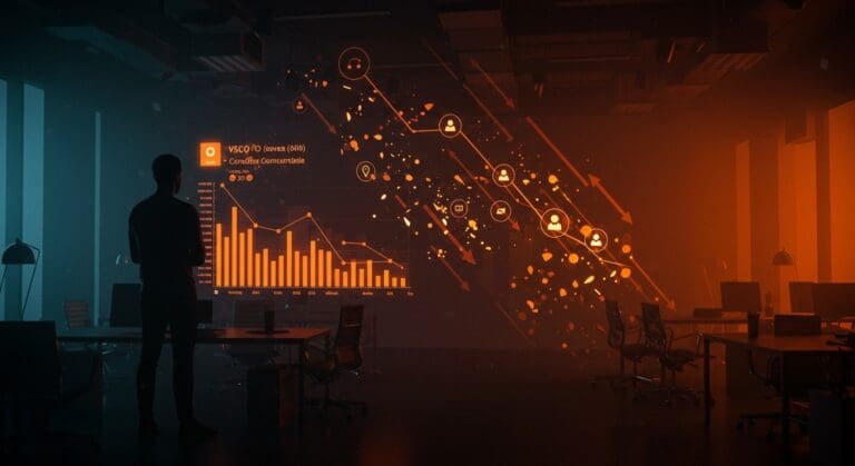 Despidos en VSCO representados por un fundador reflexionando sobre la caída del negocio consumidor en startups tech de LATAM.