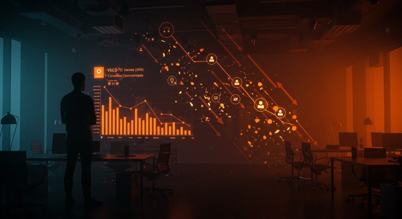 Despidos en VSCO representados por un fundador reflexionando sobre la caída del negocio consumidor en startups tech de LATAM.