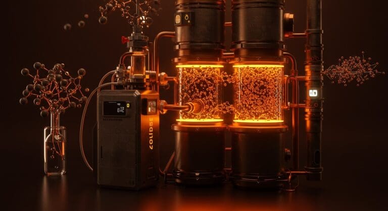 Reactor multi-paso produciendo hidrógeno limpio y nanotubos de carbono sin emisiones de CO2 en tecnología de energías limpias.