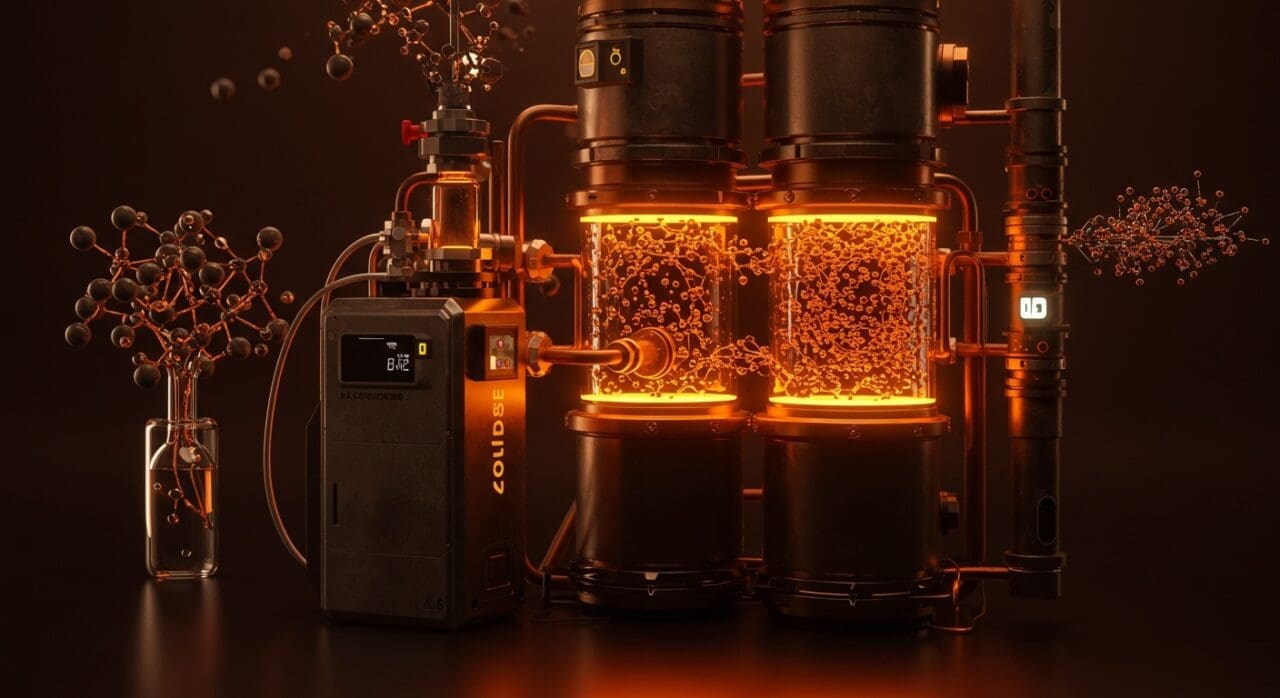Reactor multi-paso produciendo hidrógeno limpio y nanotubos de carbono sin emisiones de CO2 en tecnología de energías limpias.