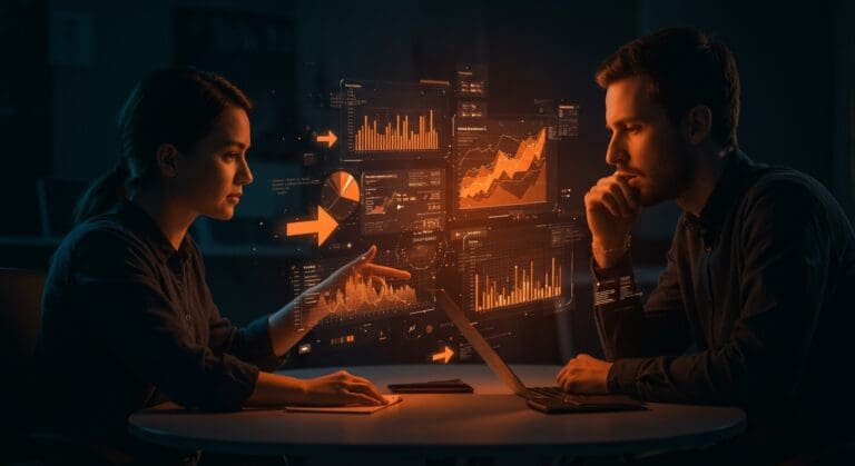 Estimaciones difíciles entre product owners y desarrolladores en equipos SaaS, con elementos visuales de deuda técnica y gestión de producto.