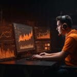 Competidor de Excel esports en un entorno tecnológico futurista destacando innovación y competitividad en el ecosistema startup.