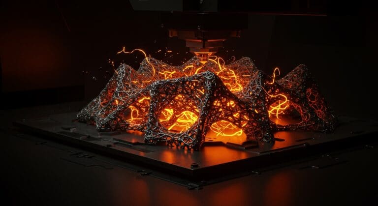 Fabricación aditiva metálica innovadora con estructuras porosas y metamateriales de alto rendimiento aplicada por AM3L en industria avanzada.