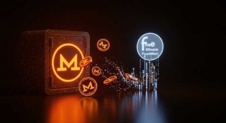 Donaciones históricas en criptomoneda Monero para la Free Software Foundation destacando financiamiento y derechos digitales.