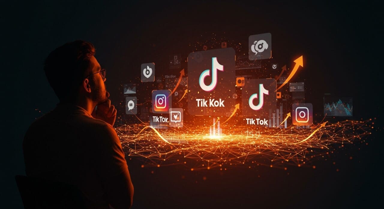 Fundador de startup explorando alternativas a Google Ads como TikTok e Instagram para el crecimiento en marketing digital.