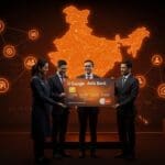 Tarjeta de crédito co-brandeada de Google y Axis Bank para crédito al consumidor en India, destacando innovación fintech y mercado financiero.