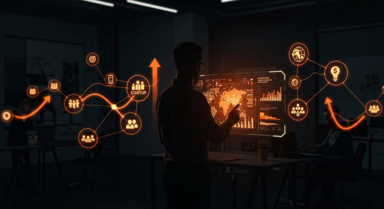 Inversión en startups tecnológicas con Rodrigo Ramos D’Agostino visualizando datos y estrategias de financiación global.
