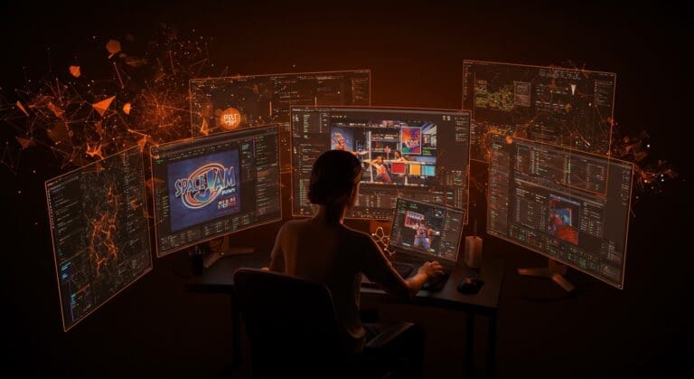 Reconstrucción digital del sitio web Space Jam 1996 usando IA aplicada, mostrando desafíos y aprendizajes para el desarrollo web automatizado.