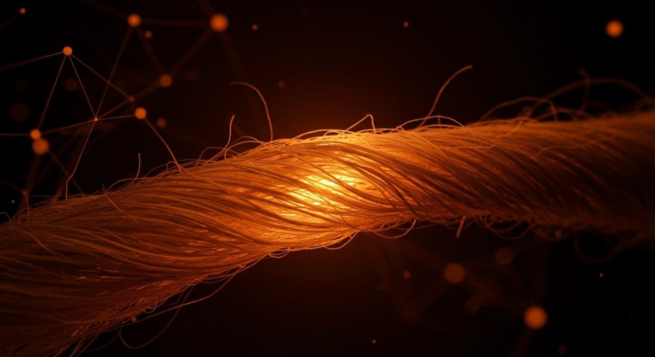 Fibra sostenible similar al cashmere creada con IA y residuos industriales destacando innovación textil y economía circular.