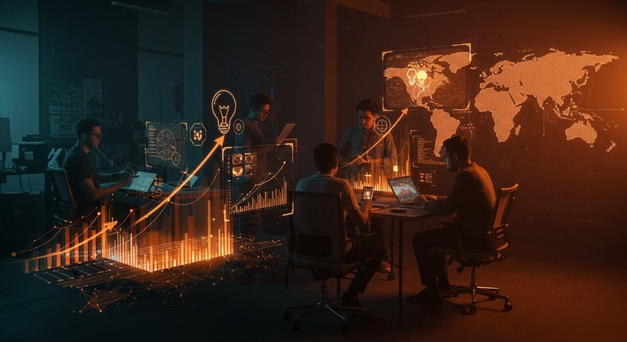 Fundadores de startups tecnológicas colaborando y escalando en el mercado latinoamericano con innovación y productividad.