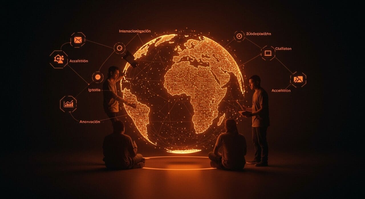 Startups latinas colaborando con innovación y calidad para su internacionalización y expansión global.