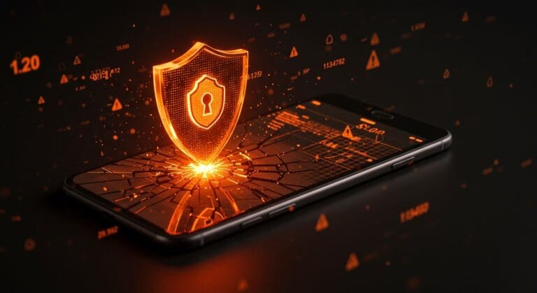 Smartphone protegido mostrando seguridad móvil con vulnerabilidades corregidas en iOS 26.2, destacando actualización clave para ciberseguridad en startups.