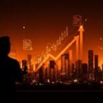 Fundador destacado con gráficos de crecimiento y símbolos de mercados de predicción, resaltando la ronda récord y financiación de Kalshi en ecosistema startup tech LATAM.