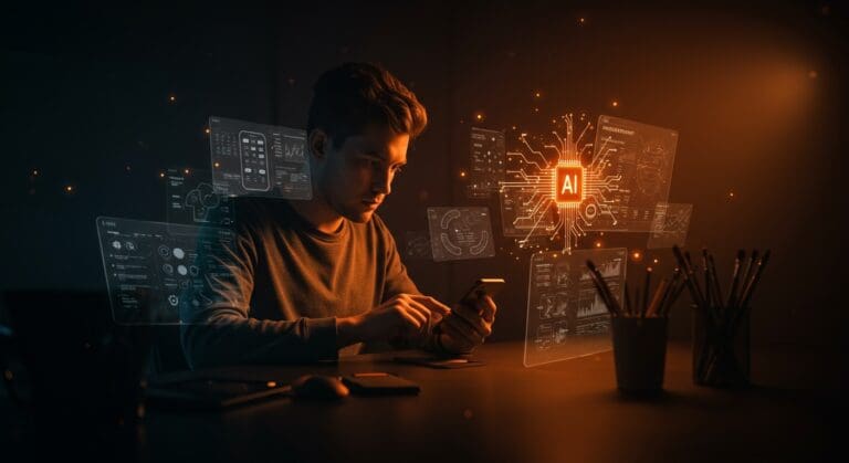 Desarrollador indie creando una app móvil para artistas con enfoque en monetización, Android, iOS y tecnología SaaS con uso de IA.