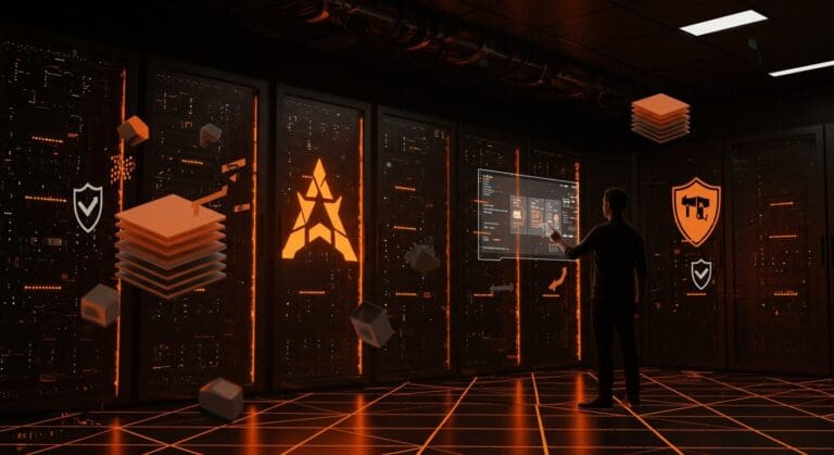 Imagen editorial de Linux inmutable con ostree en Arch Linux destacando seguridad y performance para startups tecnológicas.