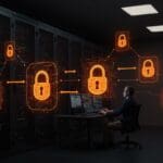 Visualización conceptual de locks en PostgreSQL para optimización y concurrencia en bases de datos SaaS, con énfasis en claves para founders.