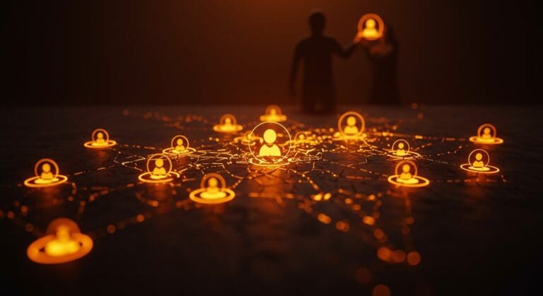 Impacto de la manipulación digital y costo de cuentas falsas en la economía digital según estudio Cambridge, con representación visual de perfiles falsos y riesgo digital.