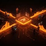 Centro de comando futurista de Manus AI mostrando crecimiento SaaS y escalabilidad mediante inteligencia artificial aplicada.