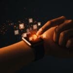 Apple Watch con apps de productividad destacadas para founders tech, gestión y automatización en ecosistema startup.