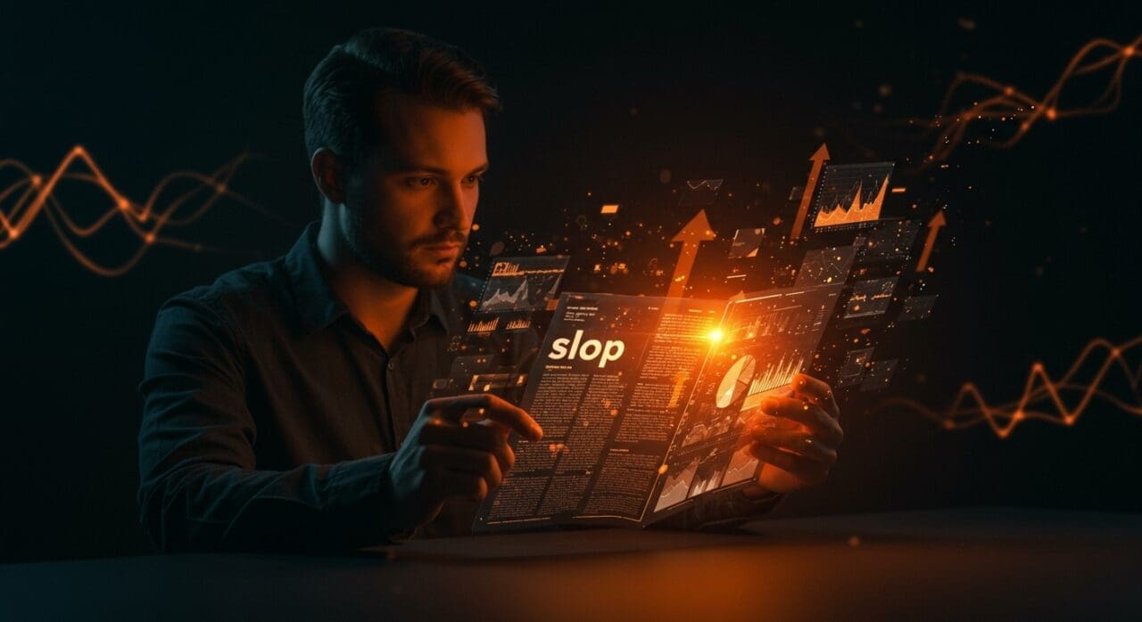 Fundador tecnológico analizando la palabra 'slop' como reflejo del impacto del contenido generado por IA y tendencias digitales.