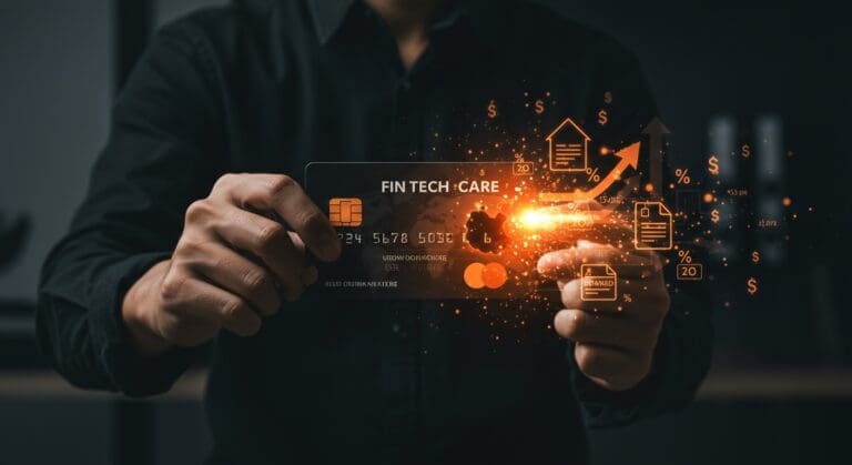 Fintech tarjeta de crédito cerrada representando retos y oportunidades en startups fintech y tendencias de recompensas para hipotecas.