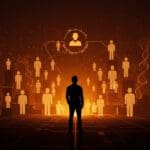 Meta impulsa inteligencia artificial avanzada y automatización tras adquirir la startup china Manus, representado por empleados digitales y redes neuronales abstractas en tonos naranja y negro.