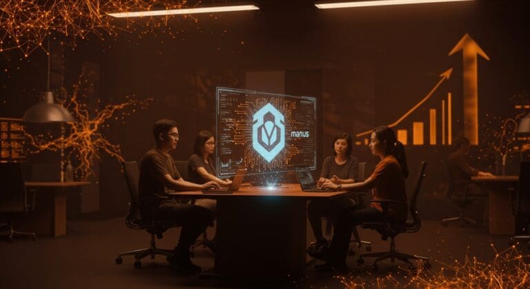 Equipo de emprendedores trabajando en integración de inteligencia artificial tras adquisición de Manus por Meta, resaltando impacto en startups LATAM.