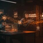 Microsoft Agent Framework mostrando agentes IA y automatización en desarrollo .NET y Python para founders tech en IA aplicada.