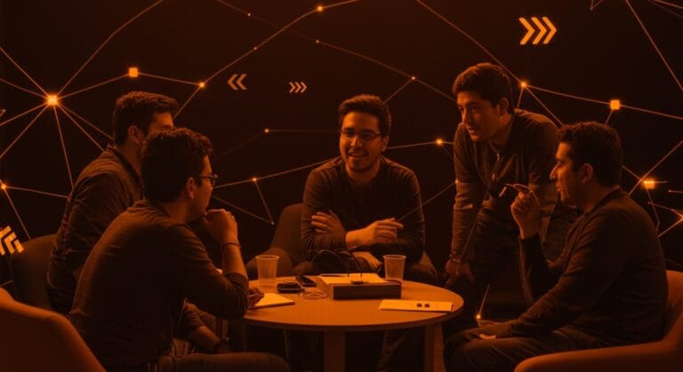 Networking genuino entre founders LATAM en evento StrictlyVC 2025 destacando charlas informales y comunidad tech startups.