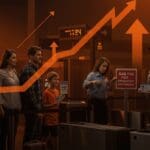 Familia enfrentando la nueva tarifa TSA de $45 en aeropuerto de EE.UU., ilustrando impacto en viajes y movilidad.