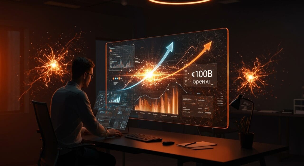 Representación visual del financiamiento récord de $100B de OpenAI y el auge de la inteligencia artificial en startups LATAM.