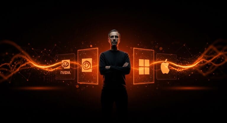 Peter Thiel analizando estrategias de inversión en Nvidia, Microsoft y Apple en el mercado tecnológico enfocado en inteligencia artificial.