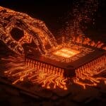 Optimización de compiladores en x86 representada con un chip de procesador y el comando 'xor eax, eax' destacando rendimiento y ensamblador.